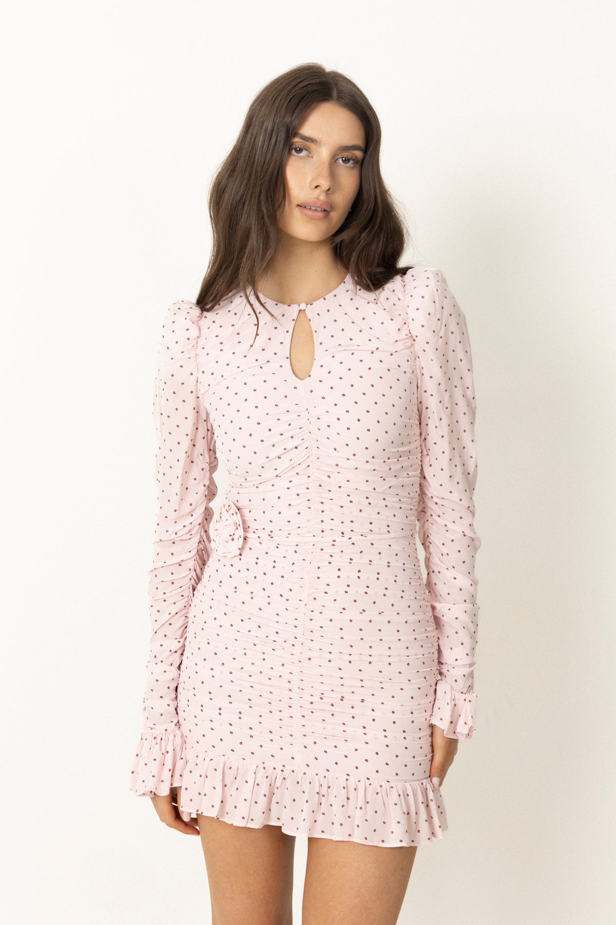 Mini Ruched Dress - Barely Pink Comb.