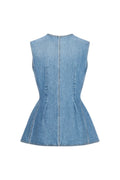 Flared Denim Top - Medium Blue Denim