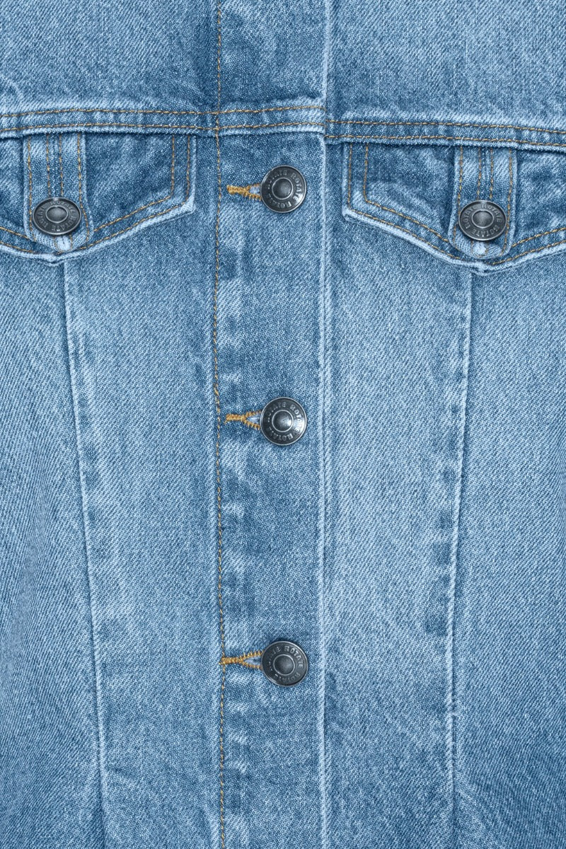 Flared Denim Top - Medium Blue Denim