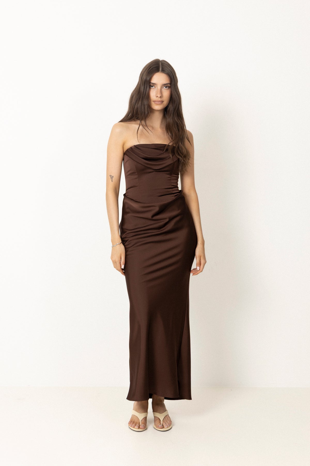 Corsage Long Dress - Chicory Coffee