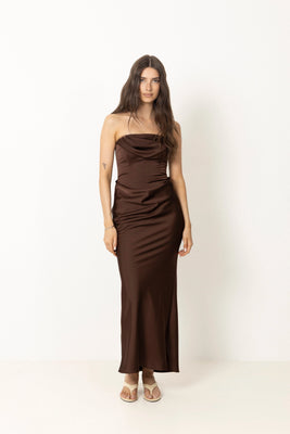Corsage Long Dress - Chicory Coffee