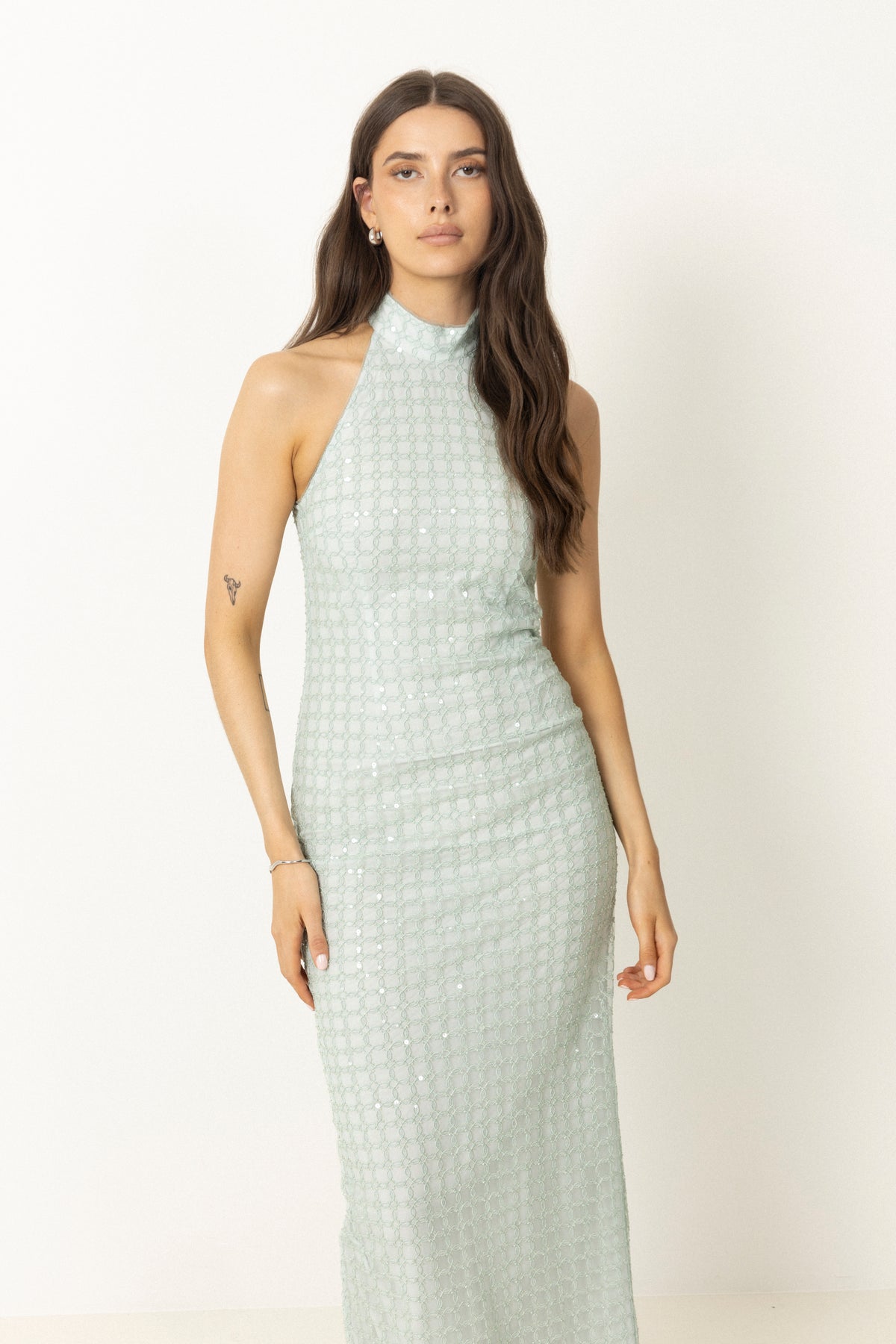 Beaded Maxi Dress - Ice Flow