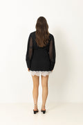 Minidress Ls Lace Detail - Black Comb.