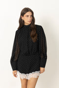 Minidress Ls Lace Detail - Black Comb.
