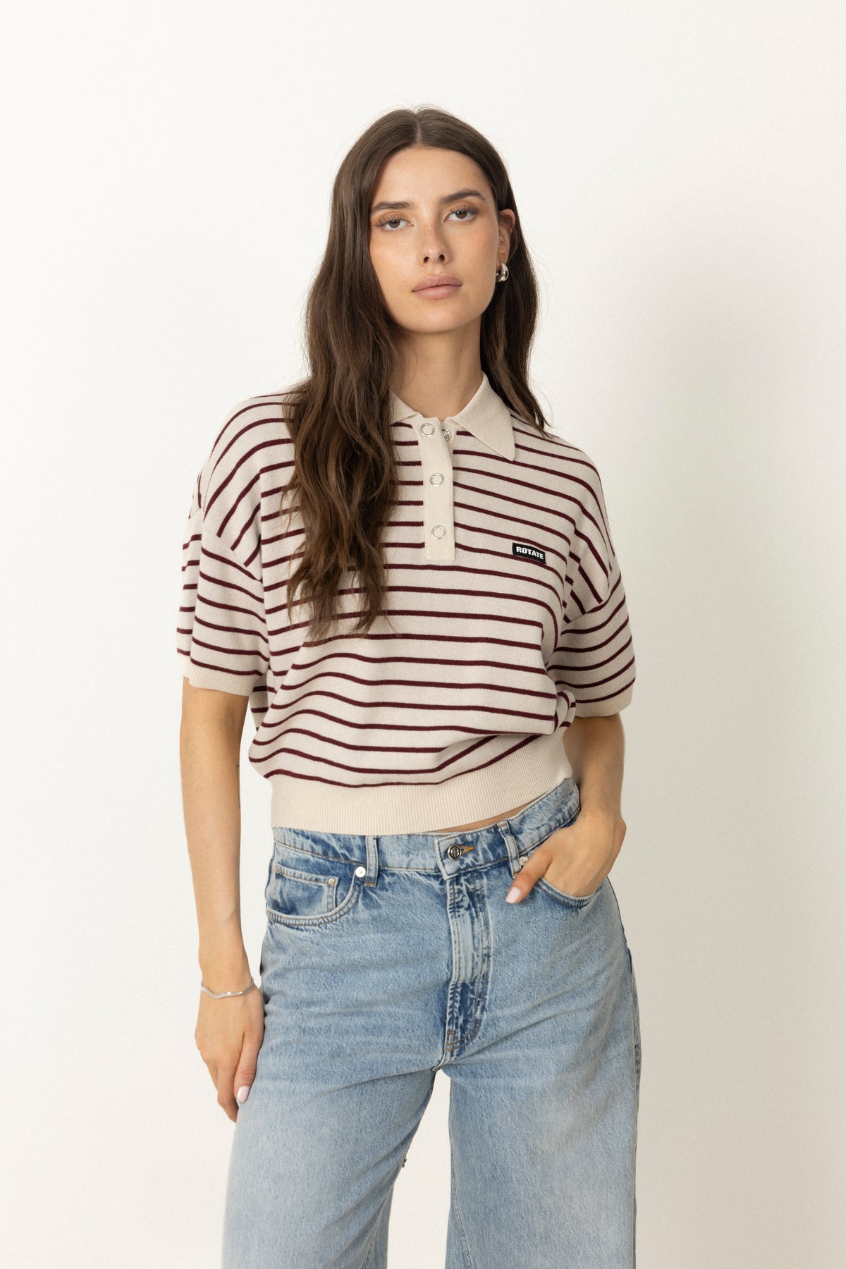 Slinky Knit Polo - Oatmeal Comb.