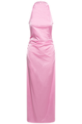 Halterneck Ruched Maxi - Begonia Pink