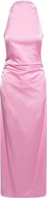 Halterneck Ruched Maxi - Begonia Pink