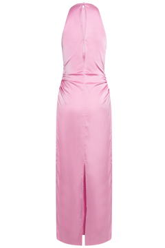 Halterneck Ruched Maxi - Begonia Pink