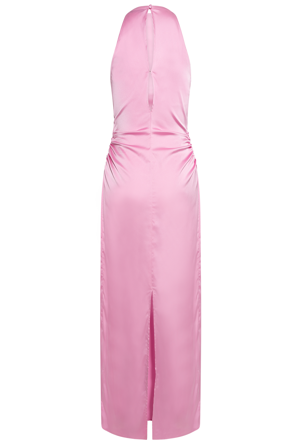 Halterneck Ruched Maxi - Begonia Pink