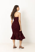 Flower Mesh Flounce Dress - Decadent Chocolate