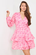 Jade Wave Watercolor Dress - Pink