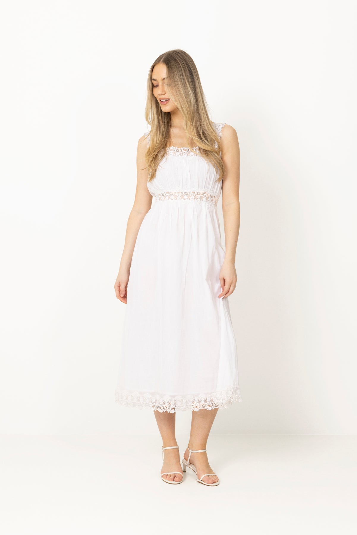 Evelyn Cotton Voile Dress - White