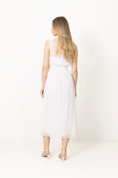 Evelyn Cotton Voile Dress - White