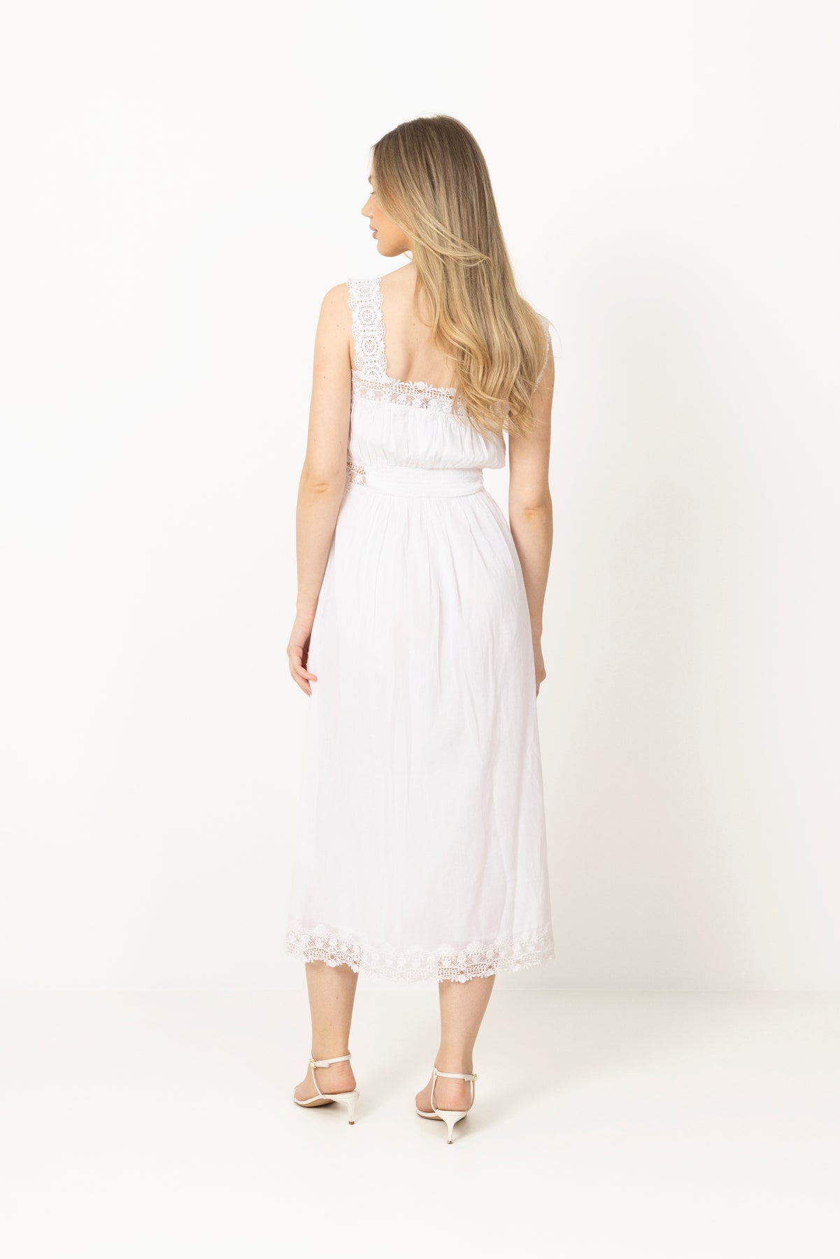 Evelyn Cotton Voile Dress - White