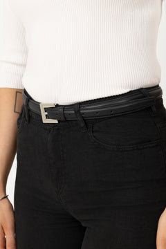 Nicola Belt - Black With Silver