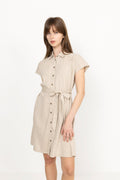 Viana Ginia Ss Shirt Dress - Sand Melange