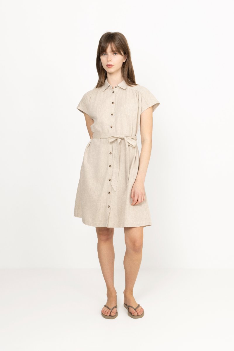 Viana Ginia Ss Shirt Dress - Sand Melange