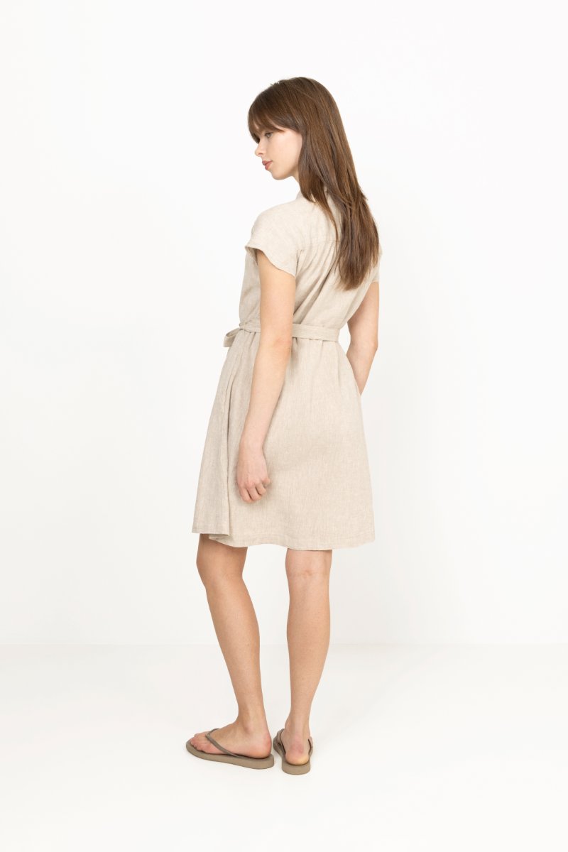 Viana Ginia Ss Shirt Dress - Sand Melange