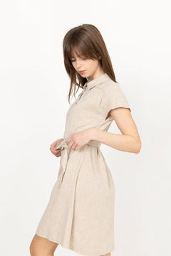 Viana Ginia Ss Shirt Dress - Sand Melange