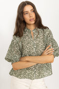 Seraphina 3/4 Shirt Aop - Egret Flower