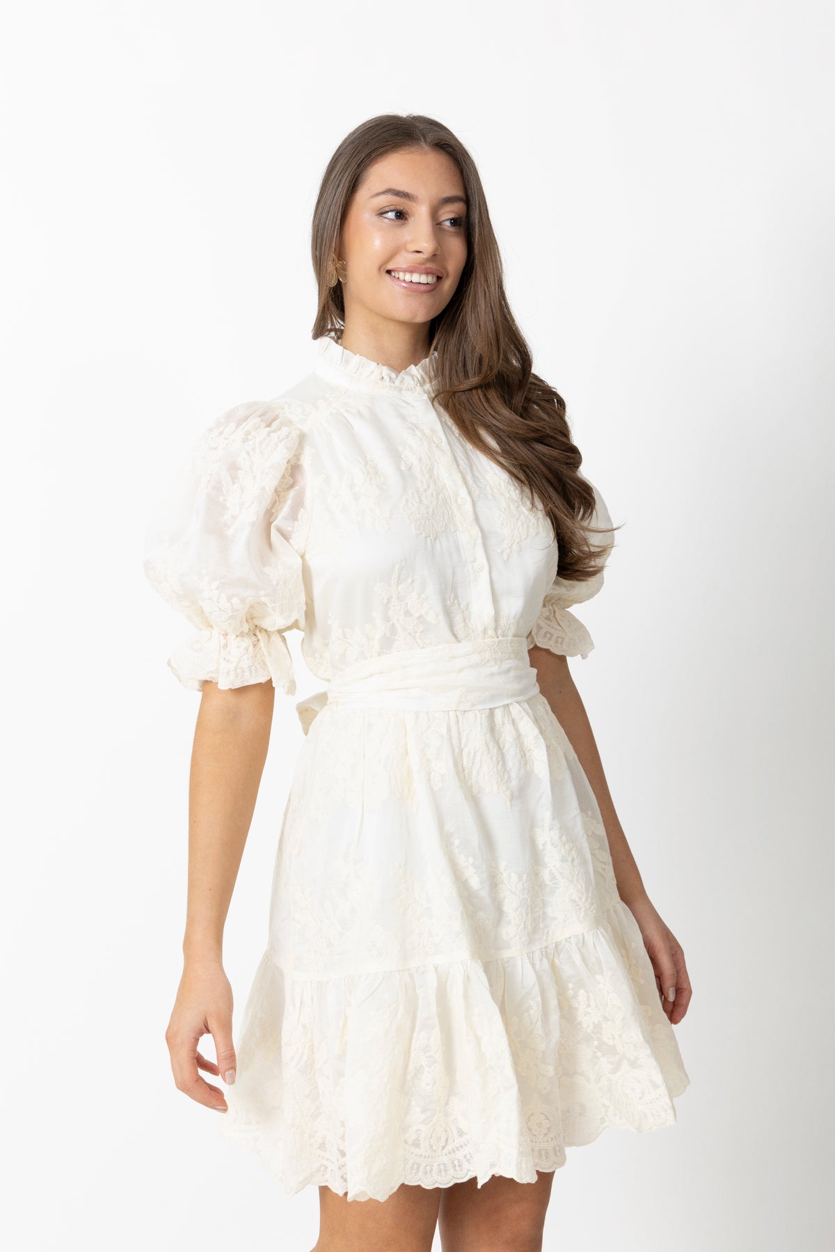 Saga Wide Lace Dress - Off White