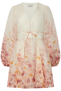 Runa Button Floral Mini Dress - Light Pink Floral
