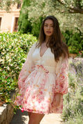 Runa Button Floral Mini Dress - Light Pink Floral