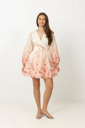 Runa Button Floral Mini Dress - Light Pink Floral