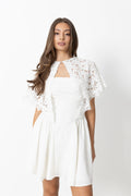 Aurora Linen Cape Mini Dress - White