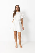 Aurora Linen Cape Mini Dress - White
