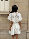 Aurora Linen Cape Mini Dress - White