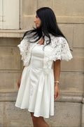 Aurora Linen Cape Mini Dress - White