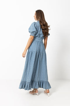 Grete Denim Maxi Dress - Light Blue