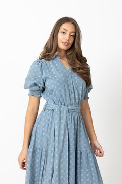Grete Denim Maxi Dress - Light Blue