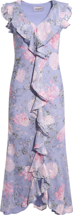 Adelia Chiffon Floral Dress - Light Blue