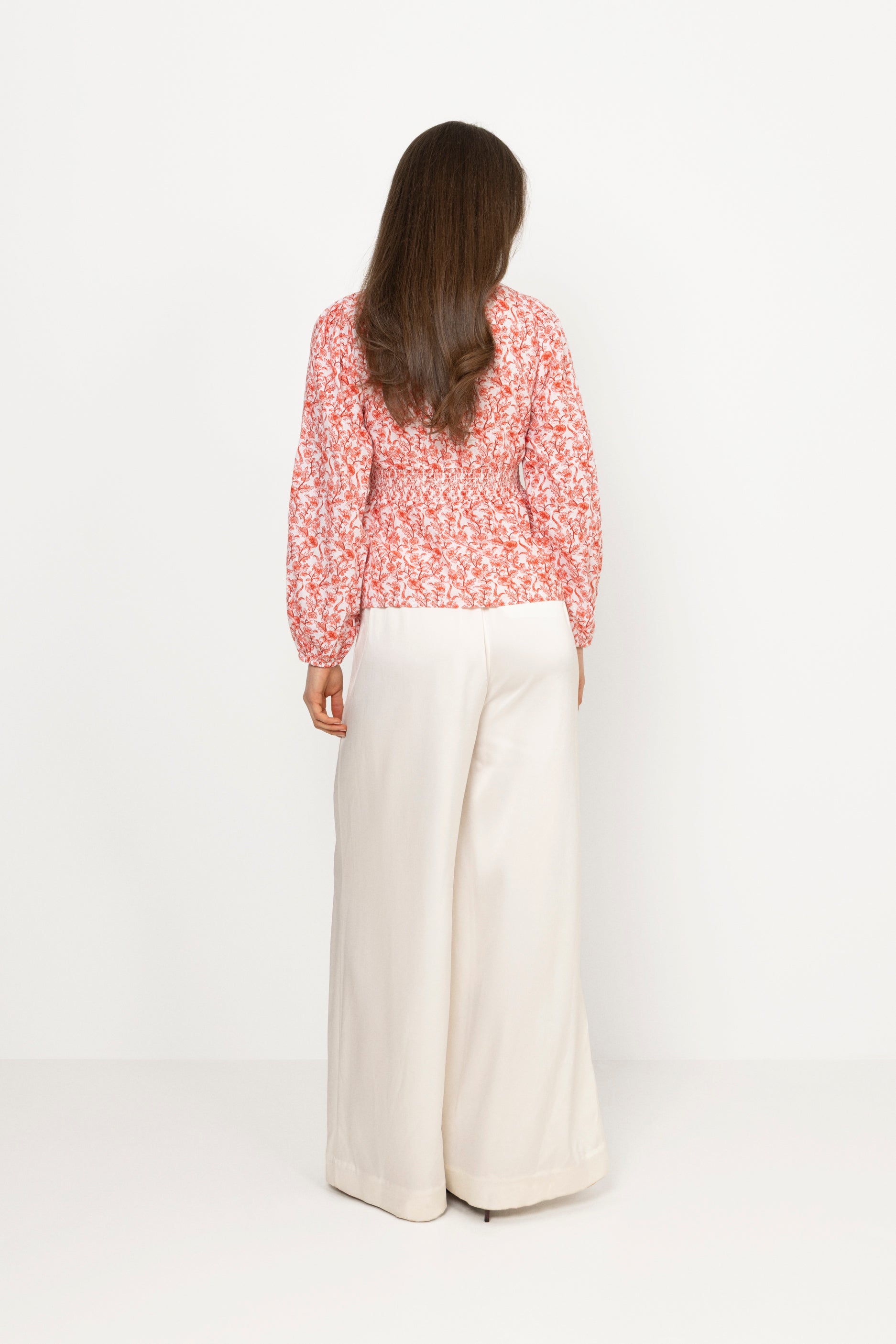 Rosine Linen Top - White/Red