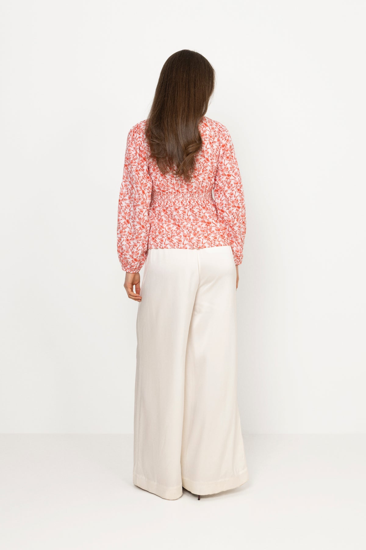Rosine Linen Top - White/Red