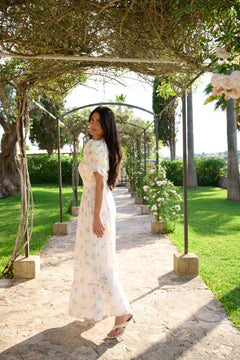 Santi Satin Maxi Dress - Pink Floral