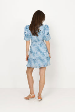 Santi Chiffon Mini Dress - Blue