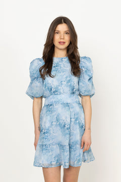 Santi Chiffon Mini Dress - Blue