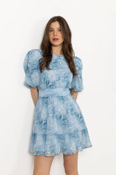 Santi Chiffon Mini Dress - Blue