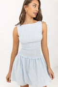 Tora Gingham Mini Dress - Light Blue