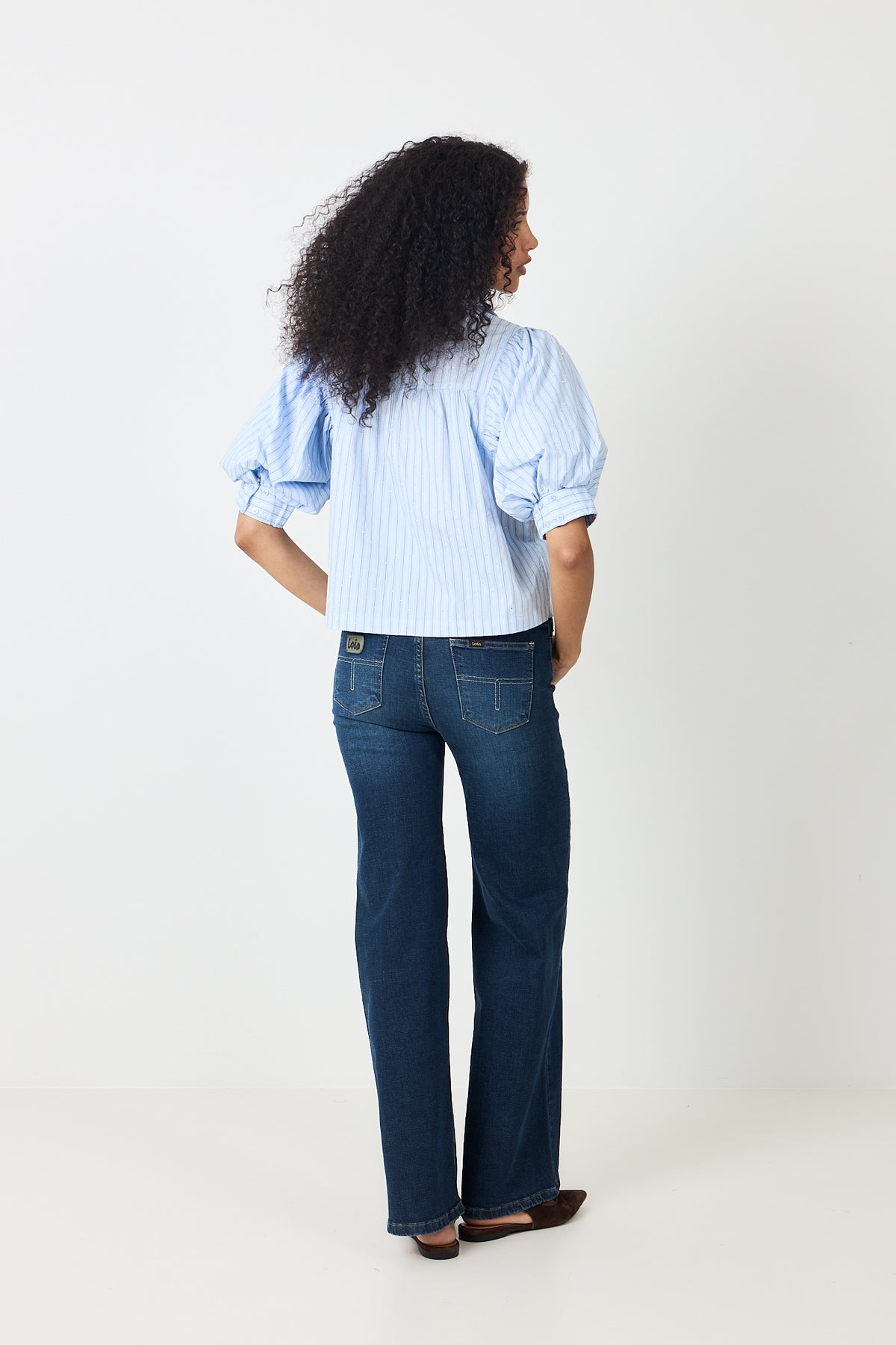 Etta Stripe Stone Shirt - Light Blue