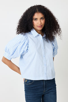 Etta Stripe Stone Shirt - Light Blue
