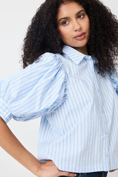 Etta Stripe Stone Shirt - Light Blue