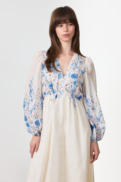 Silfi Flower Print Dress - Blue
