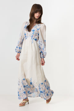 Silfi Flower Print Dress - Blue