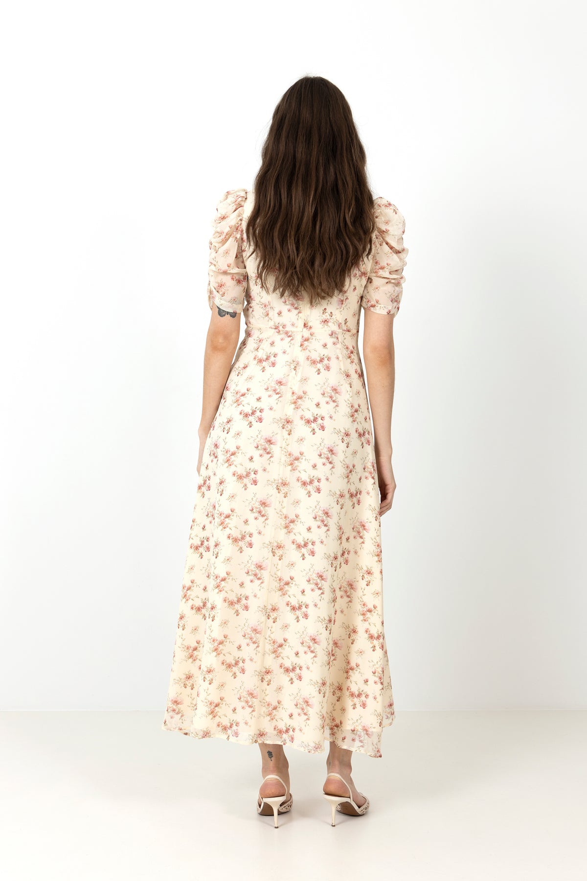 Vira Floral Dress - Creme