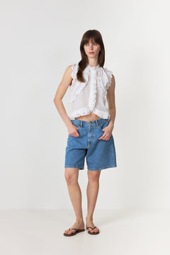 Celia Ruffle Top - White