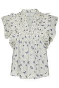 Jayla Small Blossom Top - White Blue